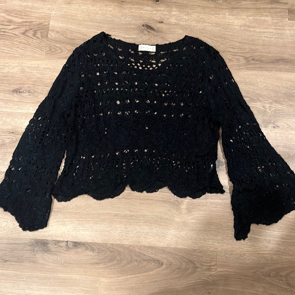 Altard state bell sleeve black knit sweater